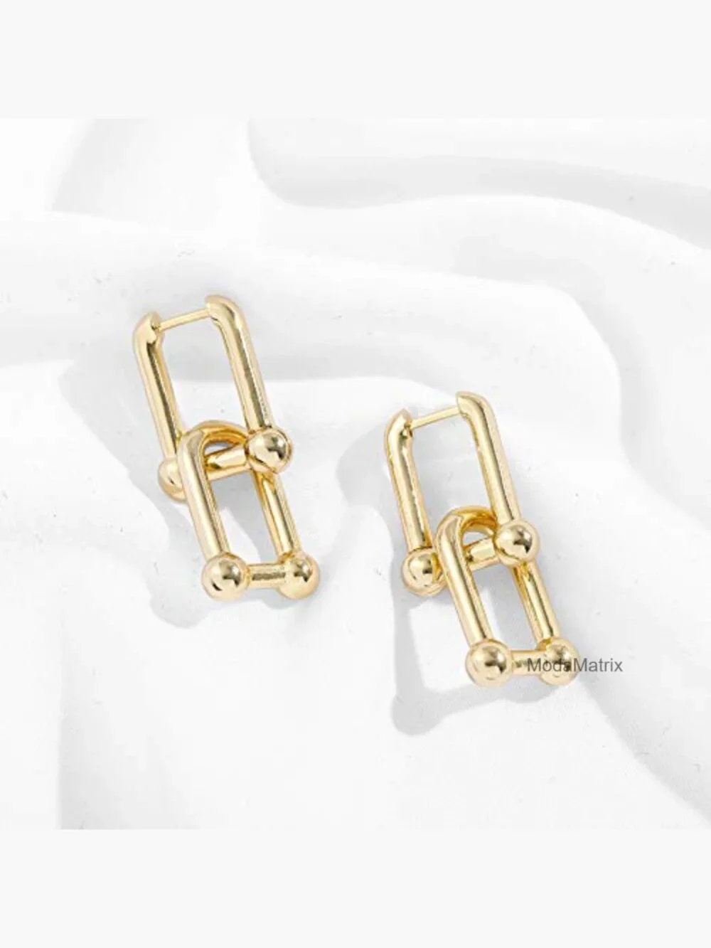 Chunky Circle Hoop Earrings Set Drop Dangle Paperclip Link Chain Gold Plated